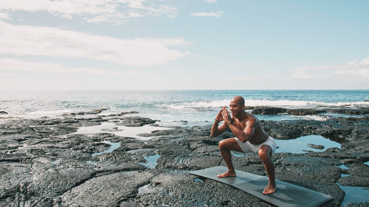 @kupahjames working out along the black volcanic rock on the Big Island of Hawaii.